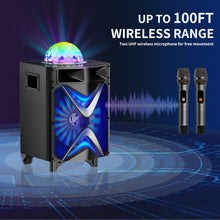 VeGue Karaoke Machine for Adults & Kids, Bluetooth Speaker PA System with 2 Wireless Microphones, 10'' Subwoofer, Disco Ball LED Light, Singing Machine for Home Karaoke, Party, Church (VS-1088)