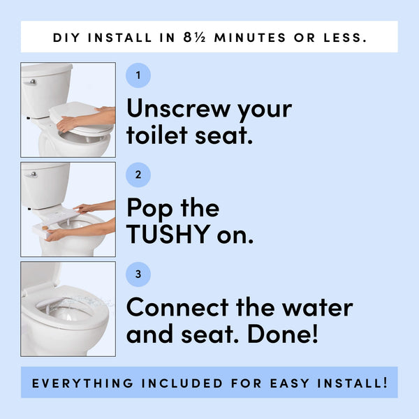 TUSHY Classic 3.0 Bidet Toilet Seat Attachment - A Non-Electric Self Cleaning Water Sprayer with Adjustable Water Pressure Nozzle, Angle Control & Easy Home Installation (Bamboo)