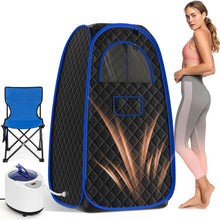 QCLUEU 2024 Portable Sauna, Home Sauna, Full Body Sauna Box, 1500w 3L, with 110V Steamer, Portable Sauna for Home, for Relieve Insomnia Relieve Stress(Blue)