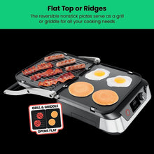 Chefman 5-in-1 Digital Panini Press Grill Sandwich Maker and Griddle Grill Combo with Removable, Reversible Dishwasher-Safe Grilling Plates, Opens 180° for Indoor BBQ /Flat Top Grill, Stainless steel