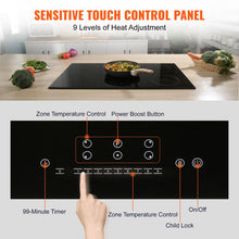 VEVOR Built-in Induction Electric Stove Top 30 Inch,5 Burners Electric Cooktop,9 Power Levels & Sensor Touch Control,Easy to Clean Ceramic Glass Surface,Child Safety Lock,240V