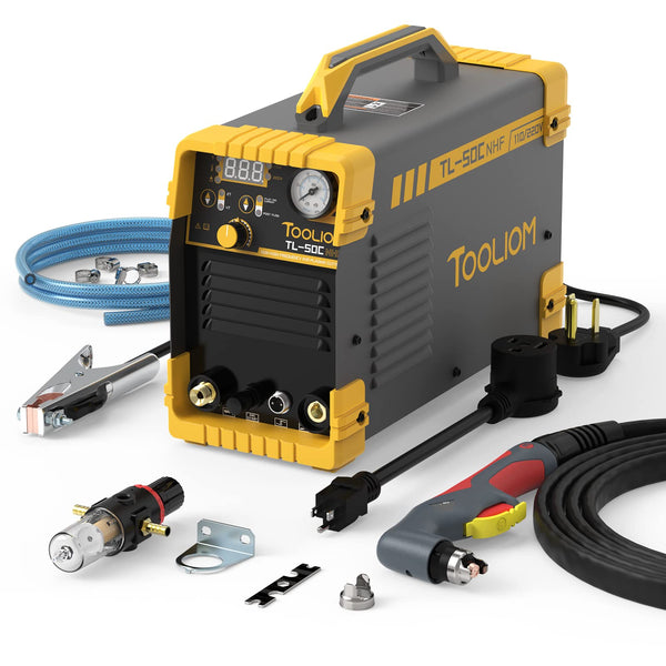 TOOLIOM 50A Non High Frequency Plasma Cutter Non-Touch Pilot ARC 110/220V Dual Voltage Cutting Machine 1/2" Clean Cut