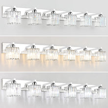 Aipsun Bathroom Vanity Light Fixtures 6 Light Chrome Vanity Light for Bathroom Crystal Vanity Lighting Fixtures (Exclude Bulb)