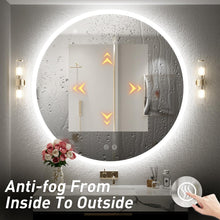 FTOTI 32 Inch Round LED Mirror for Vanity,Lighted Bathroom Mirror,Wall Mounted Round Mirror with Lights,Frameless,6000K, Anti-Fog&Dimmable, Touch Switch and IP54 Waterproof