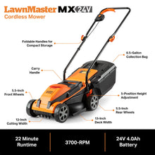 LawnMaster 20VMWGT 24V Max 13-inch Lawn Mower and Grass Trimmer 10-inch Combo with 2x4.0Ah Batteries and Charger