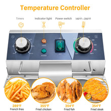 WaterElfo Electric Deep Fryer - 13L 13.7QT Commercial Deep Fryer 1800W 120V18.7Pounds withTroperature Control and Timer Large Basket Fryer for Commercial and Domestic Kitchens