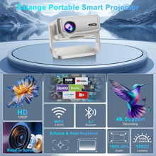 Smart Projector with Built in Apps - Electric Focus, Auto Keystone, Salange Android Projector 4k Wifi Bluetooth, 360° Ajustable Mini Protable Outdoor Movie Projectors, Compatible w iPhone, TV Stick