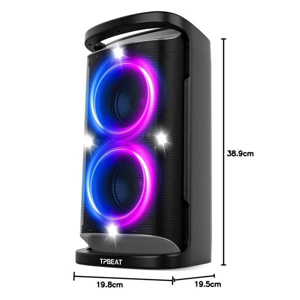 QxbJoy Portable Bluetooth Party Speaker: 160W Peak Powerful Loud Sound Deep Bass Wireless Boombox Large Subwoofer 15 Hours Battery Life Fast Charging with Led Light Show for Outdoor Camping Backyard