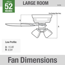 Hunter Crestfield Indoor Low Profile Ceiling Fan with LED Light and Pull Chain Control, 52