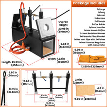 Triple Burners Portable Propane Gas Forge Three Burners 2700°F/1482℃ Large Capacity Square Forging Furnace for Blacksmithing Farrier Knife Tool Making Equipment with Tong & Gloves 2-Doors