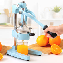 Zulay Kitchen Cast-Iron Orange Juice Squeezer - Heavy-Duty, Easy-to-Clean, Professional Citrus Juicer - Durable Stainless Steel Lemon Squeezer - Sturdy Manual Citrus Press & Orange Squeezer (Blue)