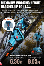 Electric Pruner Kit, 3 in 1, Max 8 ft, 2 Pcs Batteries, 6 inches cordless chainsaw & electric pruning shears with Max 8 ft Extension Pole, SK5 Blades