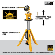 DEWALT 20V MAX LED Work Light, 3000 Lumens of Brightness with 3 Modes, Tripod Base, Bare Tool Only (DCL079B)