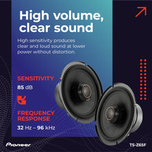 Pioneer TS-Z65F, 2-Way Coaxial Car Audio Speakers, Full Range, Open & Smooth Sound Quality, Easy Installation and Enhanced Bass Response, Black 6.5” Round Speakers