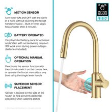 KRAUS Oletto Touchless Sensor Pull-Down Single Handle Kitchen Faucet in Brushed Brass, KSF-2830BB