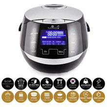 Yum Asia Sakura Rice Cooker with Ceramic Bowl and Advanced Fuzzy Logic (8 Cup, 1.5 Litre) 6 Rice Cook Functions, 6 Multicook Functions, Motouch LED Display, 120V Power (Black and Silver)