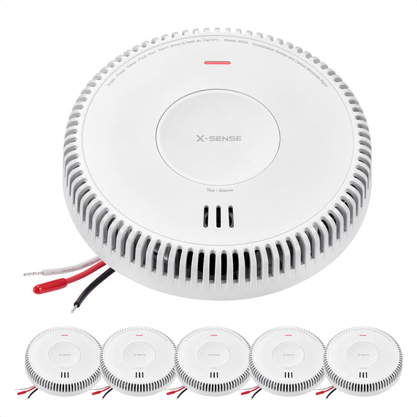 X-Sense Hardwired Combination Smoke and Carbon Monoxide Detector, Hardwired Interconnected Smoke and CO Detector Alarm with Replaceable Battery Backup, XP04, 6-Pack