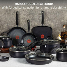 T-fal Ultimate Hard Anodized Nonstick Cookware Set 17 Piece, Oven Broiler Safe 400F, Lid Safe 350F, Kitchen Cooking Set w/Fry Pans, Saucepans, Saute Pan, Griddle, Pots and Pans, Dishwasher Safe Black