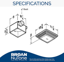 HUNTER 90053z Saturn Decorative Bathroom Ventilation Exhaust Fan and Light, 80 CFM, Brushed Nickel & Broan-NuTone 678 Ventilation Fan and Light Combo for Bathroom and Home, 100 Watts, 50 CFM