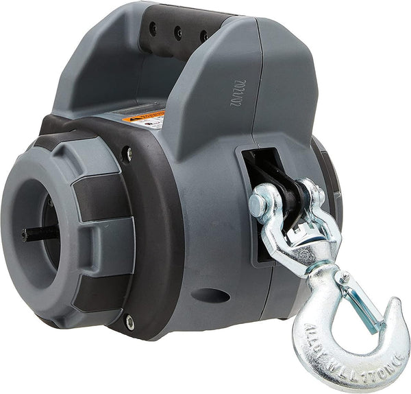 WARN 101575 Handheld Portable Drill Winch with 40 Foot Synthetic Rope: 750 lb Pulling Capacity , Gray