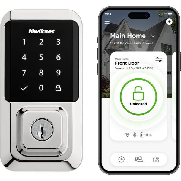 Kwikset Halo Wi-Fi Smart Lock, Keyless Entry Door Deadbolt, Geofence Auto-Unlock, Grade AAA Certified, No Hub Easy Install, Polished Chrome Lifetime Finish Warranty, Touchscreen