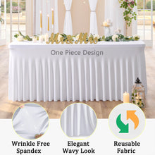 Htper 8pk Spandex Tablecloth for 6 Foot Rectangle Tables, Wrinkle Free Stretch Table Cloths 6ft Fitted Table Cover Desk Skirt for Parties Weddings Birthday Banquet Baby Shower