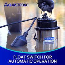 AQUASTRONG 3/4 HP Sump Pump Submersible, 4890 GPH Stainless Steel and Cast Iron Sump Pump, Automatic Float Switch with Piggy-back Plug,1-1/2