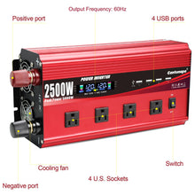 Cantonape 2500W Power Inverter 12V to 110V DC to AC with LCD Display, Remote Controller 4 x AC Outlets and 4 x 3.1A USB Car Adapter for Car Truck Boat RV Solar System