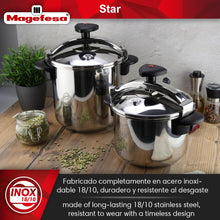 MAGEFESA Star Pressure Cooker, 14.8-Quart, 18/10 Stainless Steel, Works on All Stovetops (Induction Compatible), Safety Lock & 8 PSI Cooking