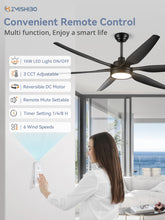 ZMISHIBO 66 inch Large LED Ceiling Fans with Lights and Remote, Indoor/Outdoor Noiseless DC Motor Modern Black Ceiling Fan for Patio Living Room, 3 CCT, 6 Speed Reversible, 6 Blades