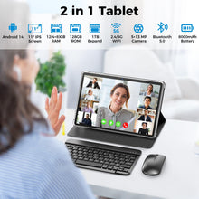 Android Tablet, 11 inch Android 14 Tablet with Keyboard, 12GB+128GB, 1TB Expand, 8000mAh, 5MP+13MP, 2.4G&5G WiFi, IPS Touch Screen, GMS Certified, 2 in 1 Tablets with Case, Mouse, Stylus(Silver)