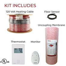 LuxHeat 15sqft Electric Radiant Floor Heating System - 120v Under Tile Floor Heating System Includes UTN4 Non-Programmable Thermostat w/GFCI, Heated Cable, Uncoupling Membrane, Sensor & Alarm