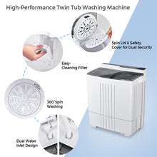 Giantex Portable Washing Machine, 21lbs Capacity, 14.4lbs Washer and 6.6Llbs Spinner, Compact for Apartment RV, White & Gray, GT-GE-10390US-GR-FP