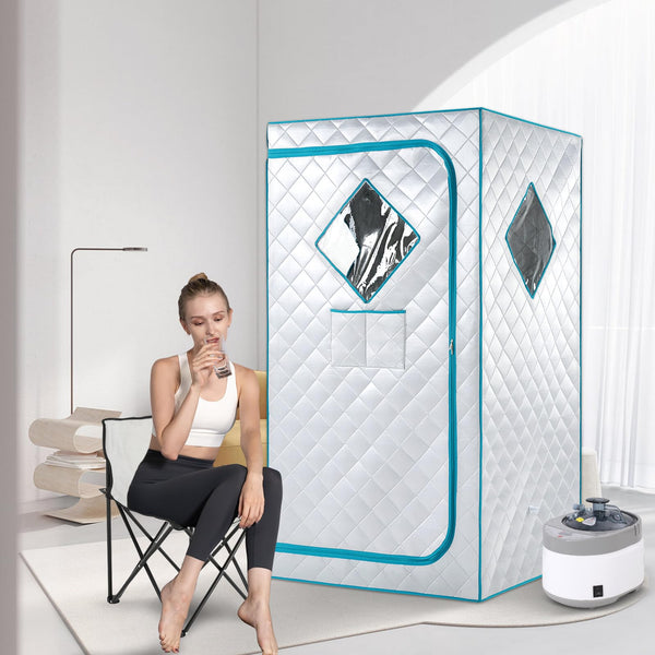 Smartmak Portable Steam Sauna, Personal Steam Sauna Tent at Home, Indoor Full Body Sauna Box, with 4L 1600W Steamer, Remote Control, Folding Chair, 16 Levels