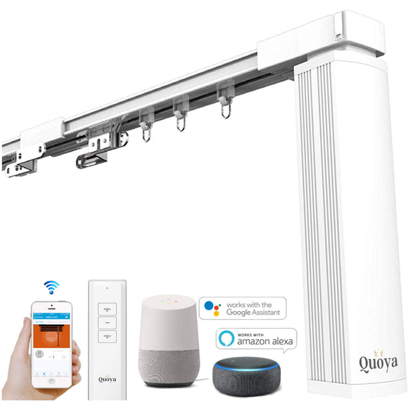 Quoya QL500 Smart Curtains System, Electric Curtain Track with Automated Rail【Motorized and Adjustable Tracks/Rod/Pole (up to 7 metres / 275 inches)】【Motor compatible with Alexa】