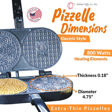 C. Palmer Extra Thin Pizzelle Iron, Model 7500, Electric Pizelle Maker, Made in America