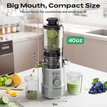 Bear Masticating Juicer Machine | Slow Cold Press Juicer with 4.1in Large Feeding Chute for Whole Fruits, Vegetables | Reversible Auger Easy to Clean