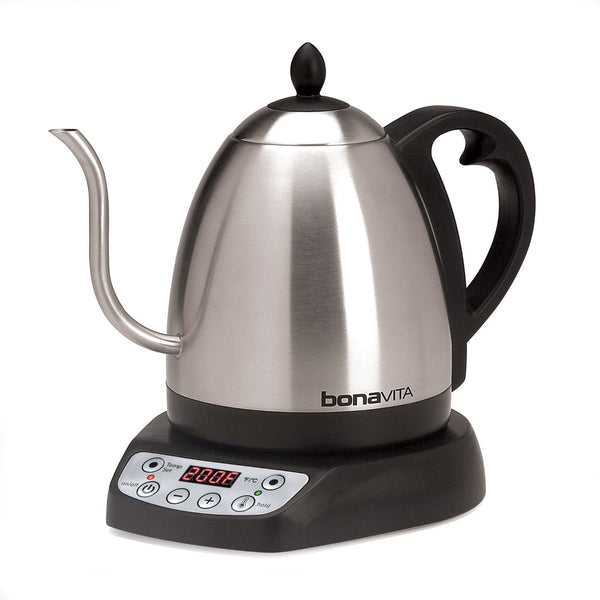 Bonavita 1L Digital Variable Temperature Gooseneck Electric Kettle for Coffee Brew and Tea Precise Pour Control, 6 Preset Temps, Café or Home Use, 1000 Watt, Stainless Steel