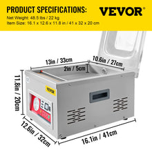 VEVOR Chamber Vacuum Sealer, DZ-260A 6.5 cbm/h Pump Rate, Excellent Sealing Effect with Automatic Control, 110V/60Hz Professional Foods Packaging Machine Used for Fresh Meats (260W)