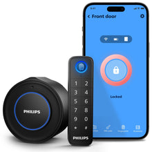 Philips WiFi Smart Lock with Fingerprint Keypad, Turn Your Existing Deadbolt into a Smart Door Lock, Built-in WiFi, APP Remote Control, Keyless Entry Door Lock, Auto-Lock, Lock Status Logging, Black