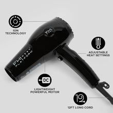 FHI HEAT Platform Nano Lite Pro 1900 Turbo Tourmaline Light Weight Ceramic Quick Dry Hair Dryer with 3 Piece Attachment Set, Black