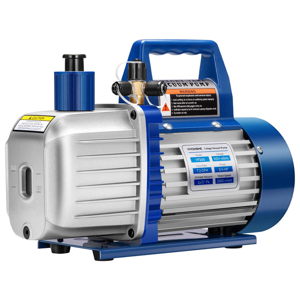 VIVOHOME 3/4 HP 7.2 CFM 110V Dual Stage HVAC Vacuum Pump for R134a R12 R22 R502 R410a Systems, Auto AC Vacuum Pump for Air Conditioner Servicing Resin Degassing with 2 Oil Bottles