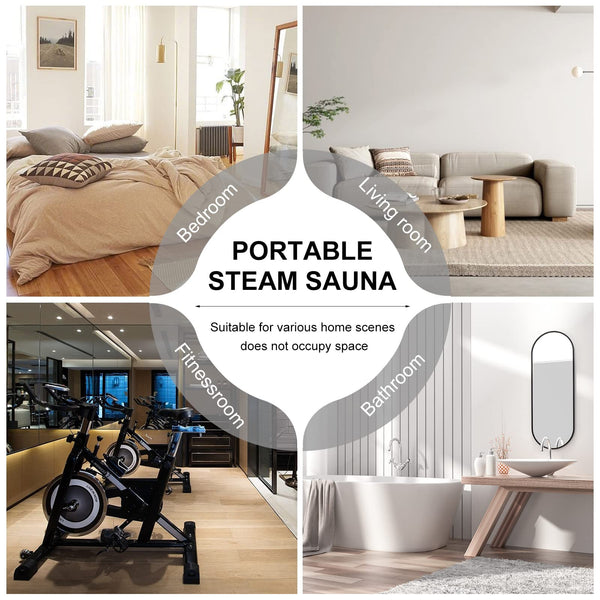 Portable Steam Sauna for Home Spa, Full Size Single Personal Sauna Steam Sauna Tent with 4L 1400W Steam Generator, Full Body Indoor Sauna for Relaxation & Detox, Foldable Chair, Remote Control