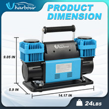 Uharbour 12V Offroad Air Compressor Dual Air Compressor with Digital Pressure Gauge, 12 Volt Off Road Air Compressor Heavy Duty, Offroad Air Compressor comes with Carrying Bag