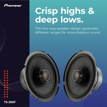 Pioneer TS-Z65F, 2-Way Coaxial Car Audio Speakers, Full Range, Open & Smooth Sound Quality, Easy Installation and Enhanced Bass Response, Black 6.5” Round Speakers