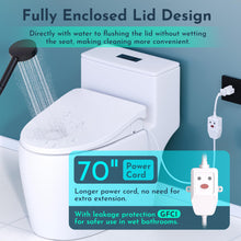 Upgrade Auto Open & Slow Close Lid Electric Heated Bidet Toilet Seat with Dryer and Warmer Water for Elongated, Endless Warmer Water, Remote Control, Curved Spray Bar, 70