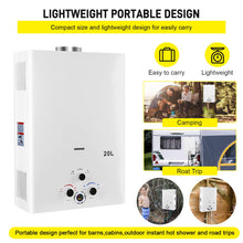 Tankless Water Heater Propane 5.26GPM 20L Outdoor Portable GasHot Water Heater Instant Propane Water Heater with Digital Display Multi-Protection for Camping Trips Boat Cabins