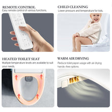 XCQQ Bidet Toilet Seat Round, Bidet Warm Water Rear & Front Oscillating Wash, Heated Toilet Seat, Warm Air Dryer, Soft Close Toilet Lid, Night Light, Smart Toilet Seat with Bidet Requires Outlet