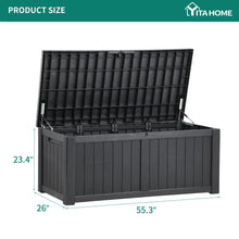 YITAHOME 120 Gallon Large Deck Box, Resin Outdoor Storage Box for Outdoor Pillows, Garden Tools and Pool Supplies, Waterproof, Lockable, Dark Gray