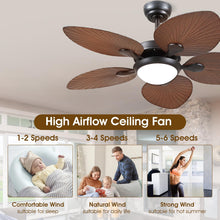 Wiviniya Ceiling Fans with Lights and Remote/APP Control, 44 Inch Tropical Palm Leaf Ceiling Fan with LED Lights, Outdoor Ceiling Fans for Patios Porch, Reversible Quiet Motor, Dimmable, Light Brown